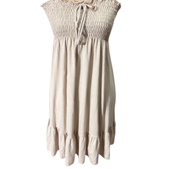 No Boundaries Dresses & Skirts - No Boundaries Dress Womens Size M Beige Strapless  Midi Boho Coquette Dainty